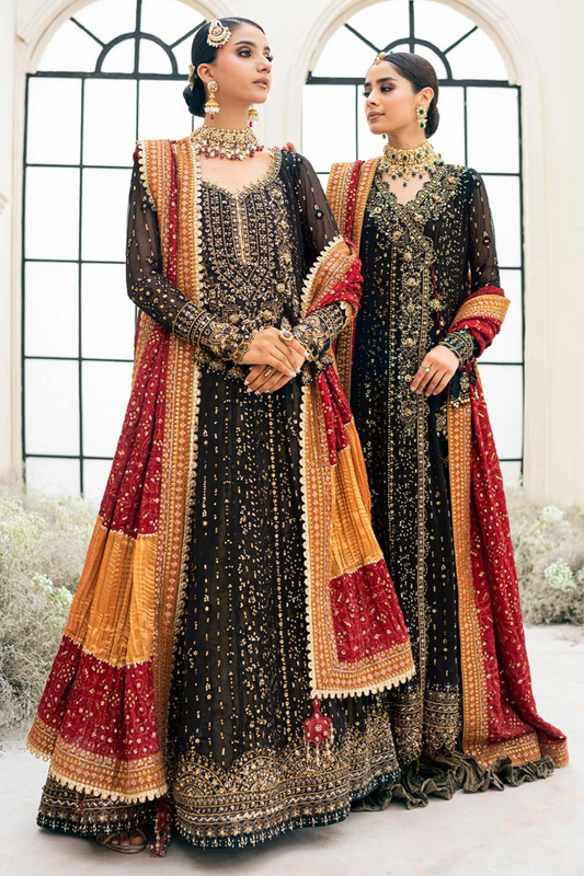Black Wedding Festive Unstitched Emb Chiffon 3Piece Unstitched