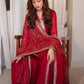 Red Embroidered Chiffon Wedding Dress
