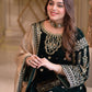 Green Velvet Unstitched Embroidered 3 Piece Suit ANL - Party Wear