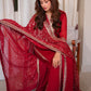 Red Embroidered Chiffon Wedding Dress