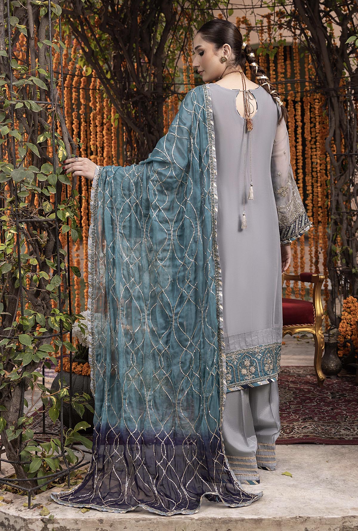 Embroidered Chiffon 3 Piece Unstitched Suit AL-Party Wear