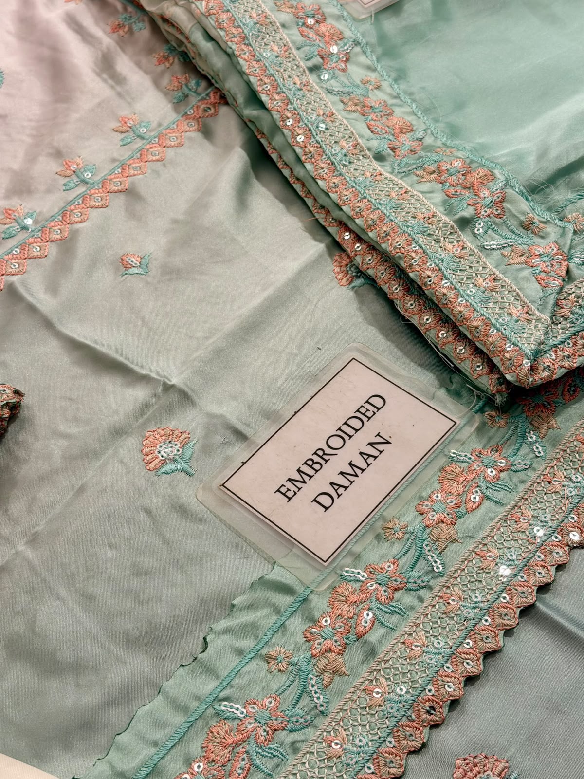 Embroidered Charmeuse Silk 3 Piece Unstitched Suit ACL-FC-37 - Party Wear