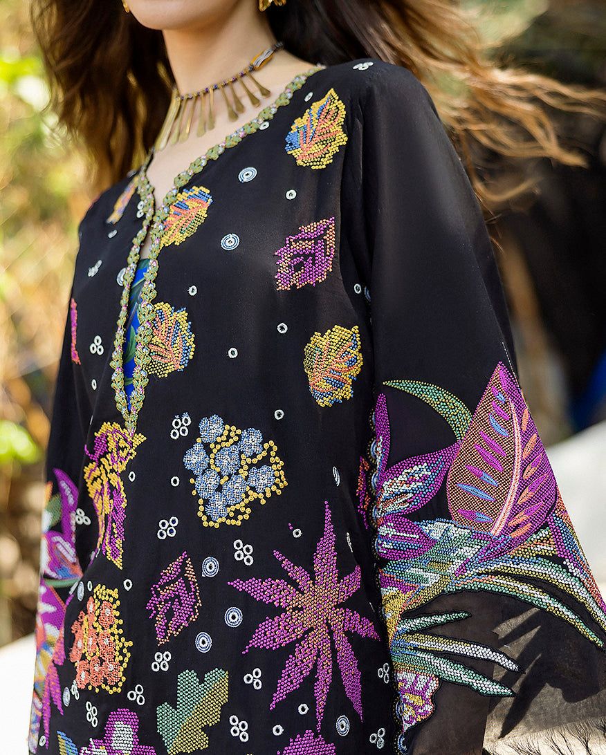 Black Chicken Kari Lawn 3 Piece Unstitched Suit -Amarin - Summer Collection