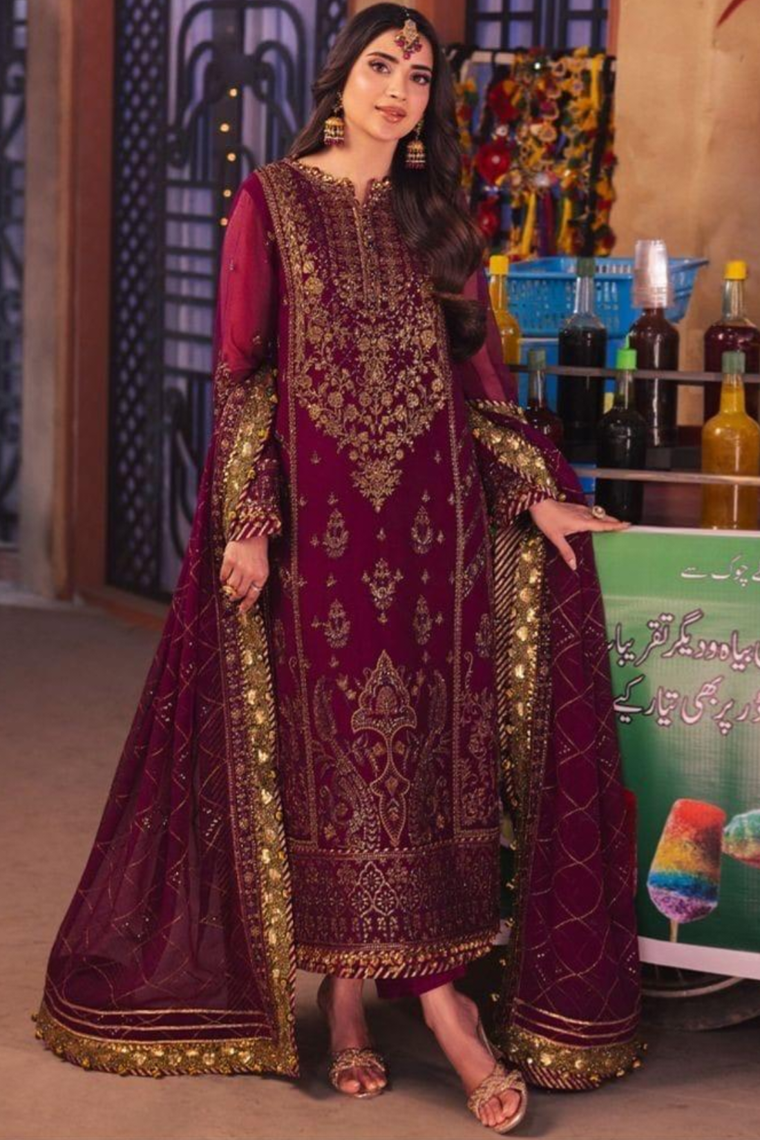 Embroidered Chiffon 3 Piece Unstitched Suit AJ-25-Party Wear
