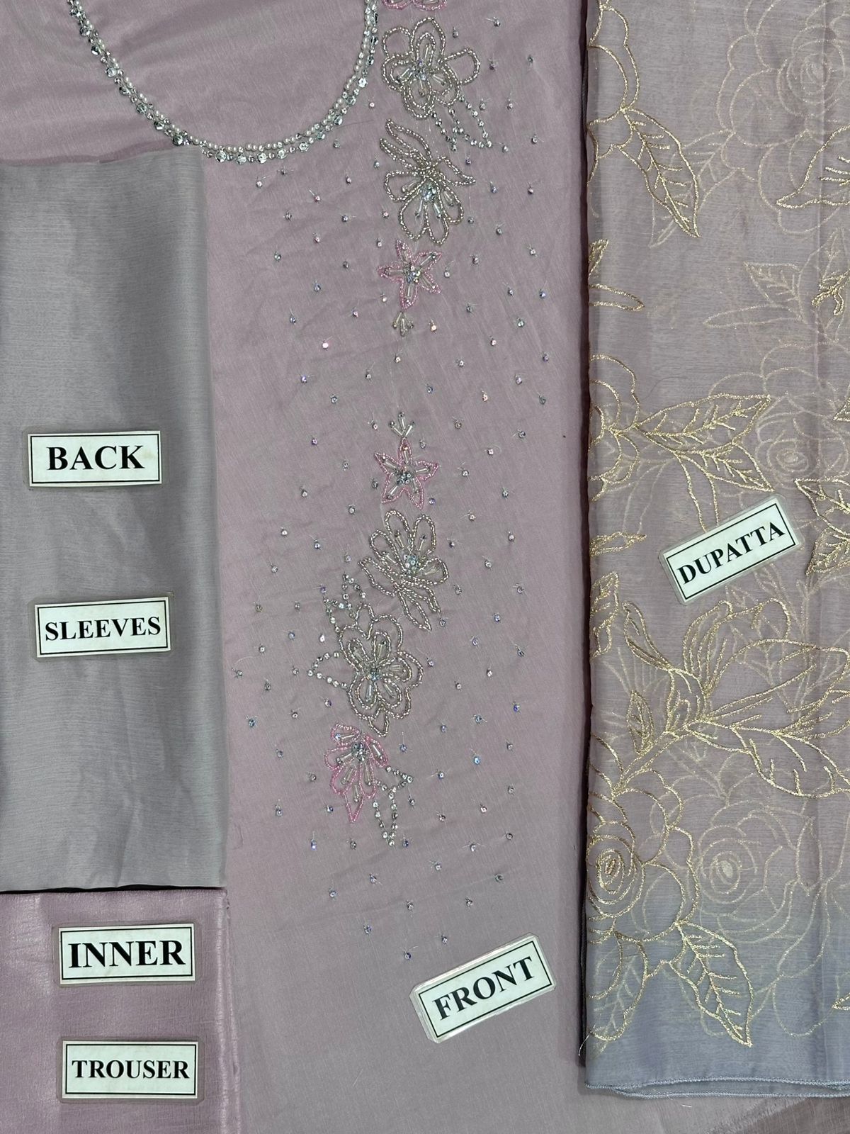 Embroidered Chiffon 3 Piece Unstitched Suit LL-ANZAAL LONG-25 - Party Wear