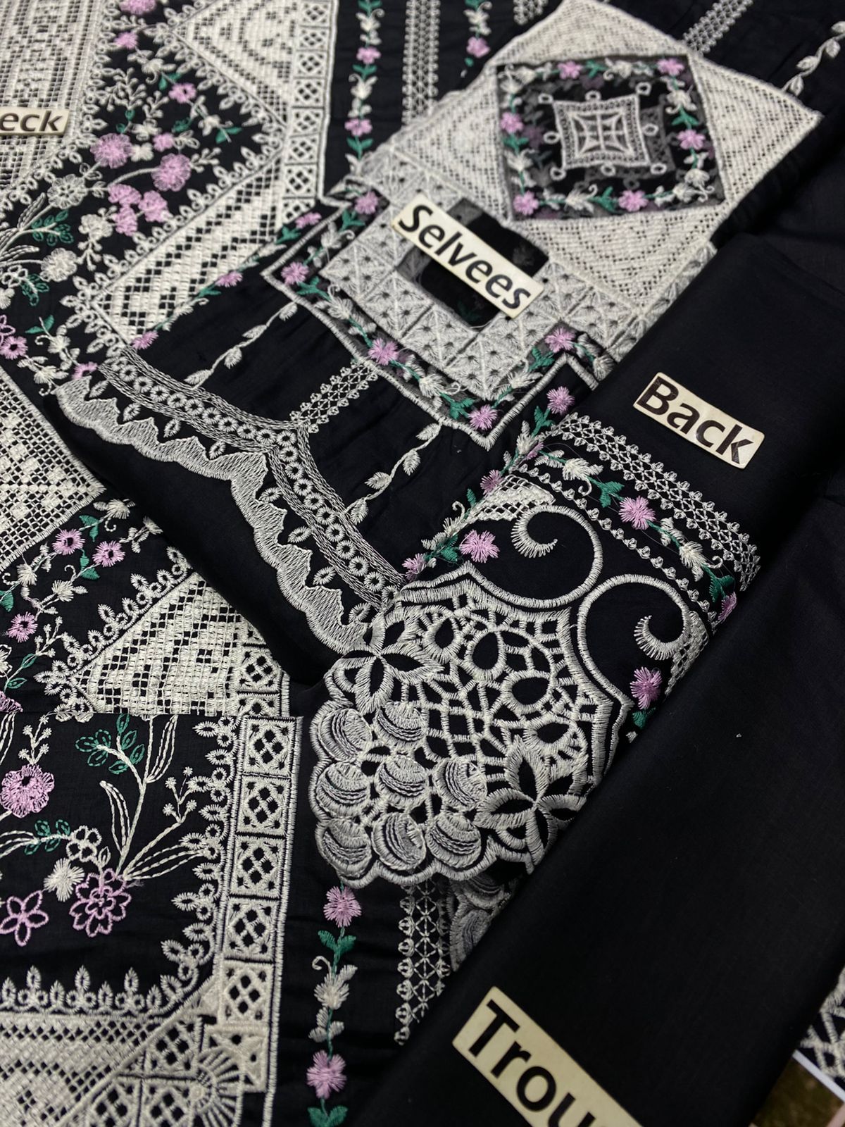Black Luxury Embroidered Lawn 3 piece Unstitched Dress
