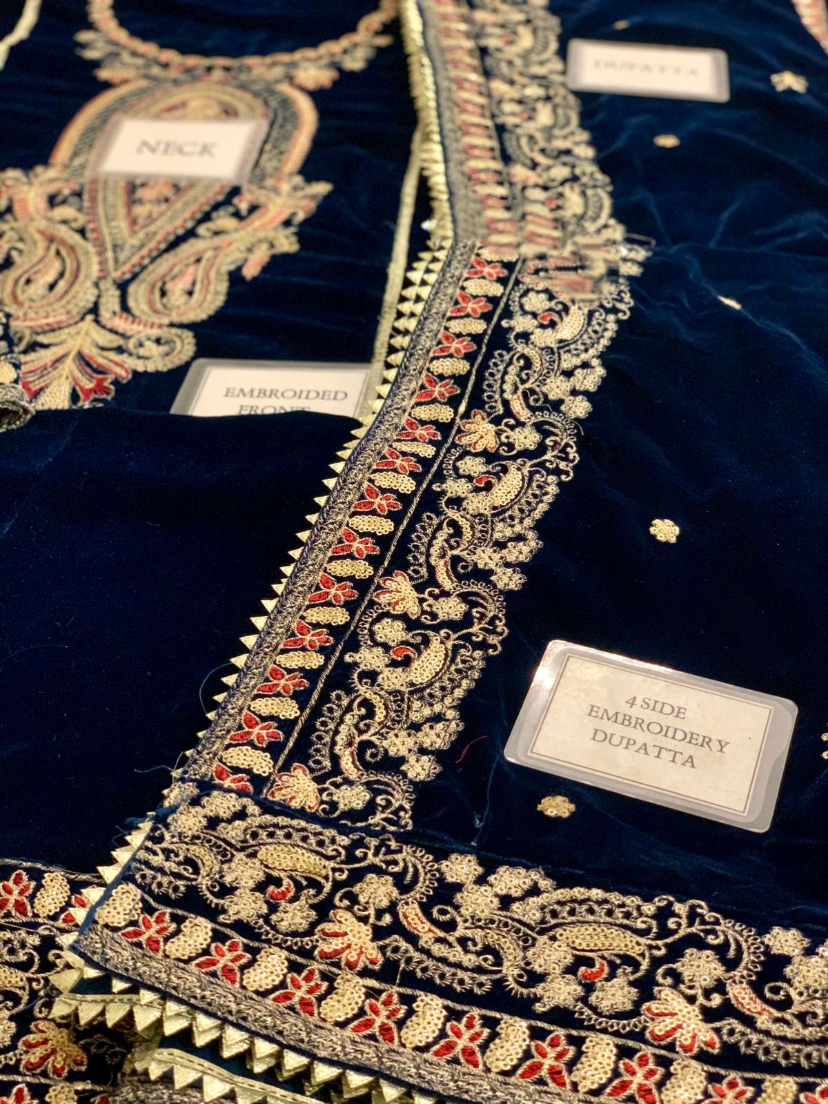 Velvet Embroidered Unstitched 3 Piece Suit ANL-07- Party Wear