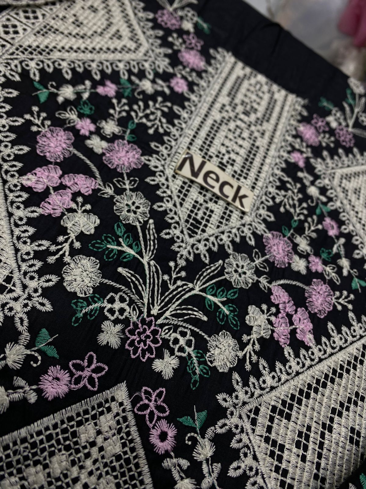 Black Luxury Embroidered Lawn 3 piece Unstitched Dress