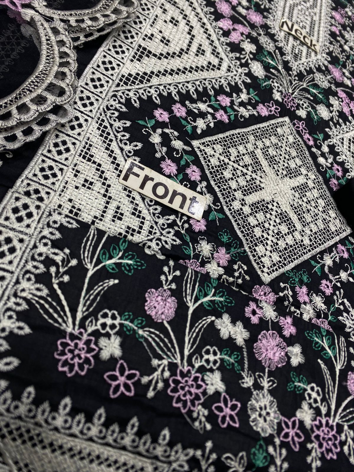 Black Luxury Embroidered Lawn 3 piece Unstitched Dress