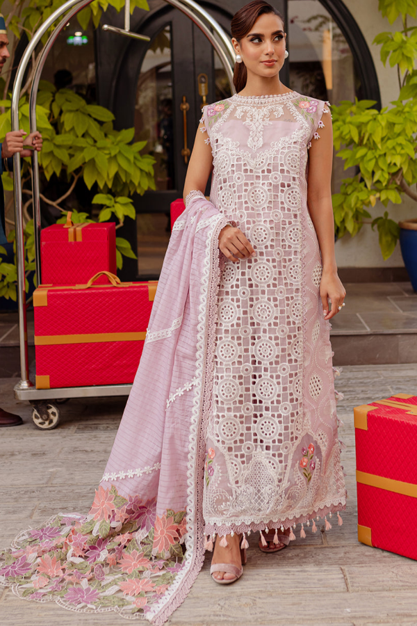 Pink Chicken Embroidered Lawn 3 Piece Unstitched Dress