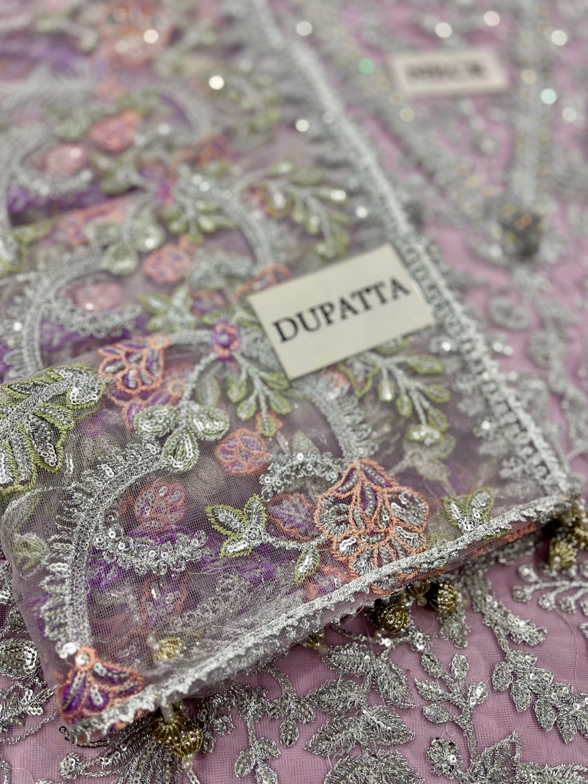 PURPLE LUXURY NET Embroidered 4 Piece Unstitched Dress