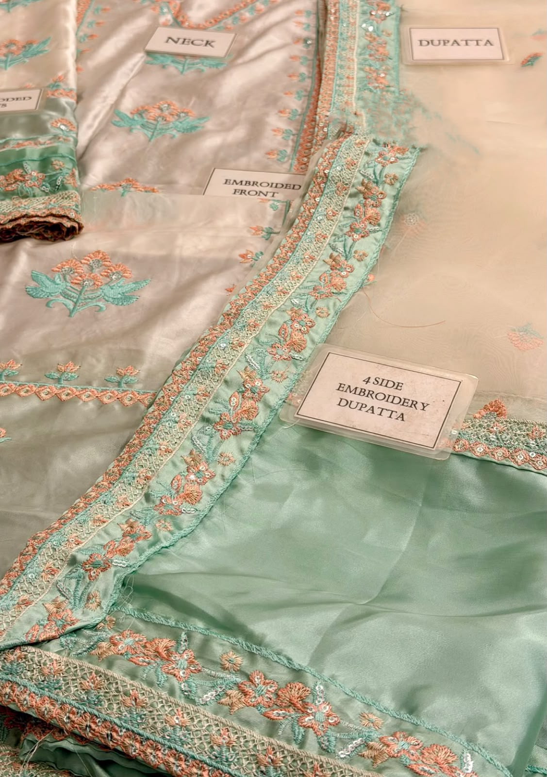 Embroidered Charmeuse Silk 3 Piece Unstitched Suit ACL-FC-37 - Party Wear