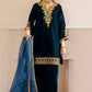 HANDCRAFT Zinc Blue VELVET 3 Piece Unstitched Dress