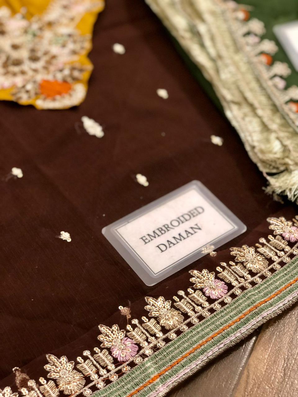 Embroidered Chiffon 3 Piece Unstitched Suit KBC-P-265 - Party Wear