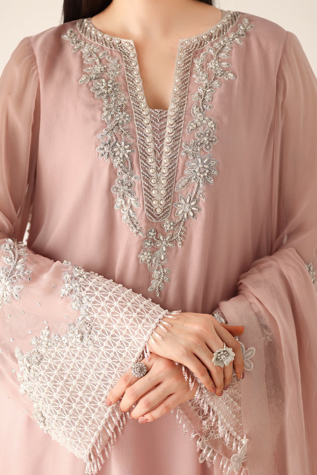 Chiffon Embroidered 3 Piece Unstitched Suit - Party Wear