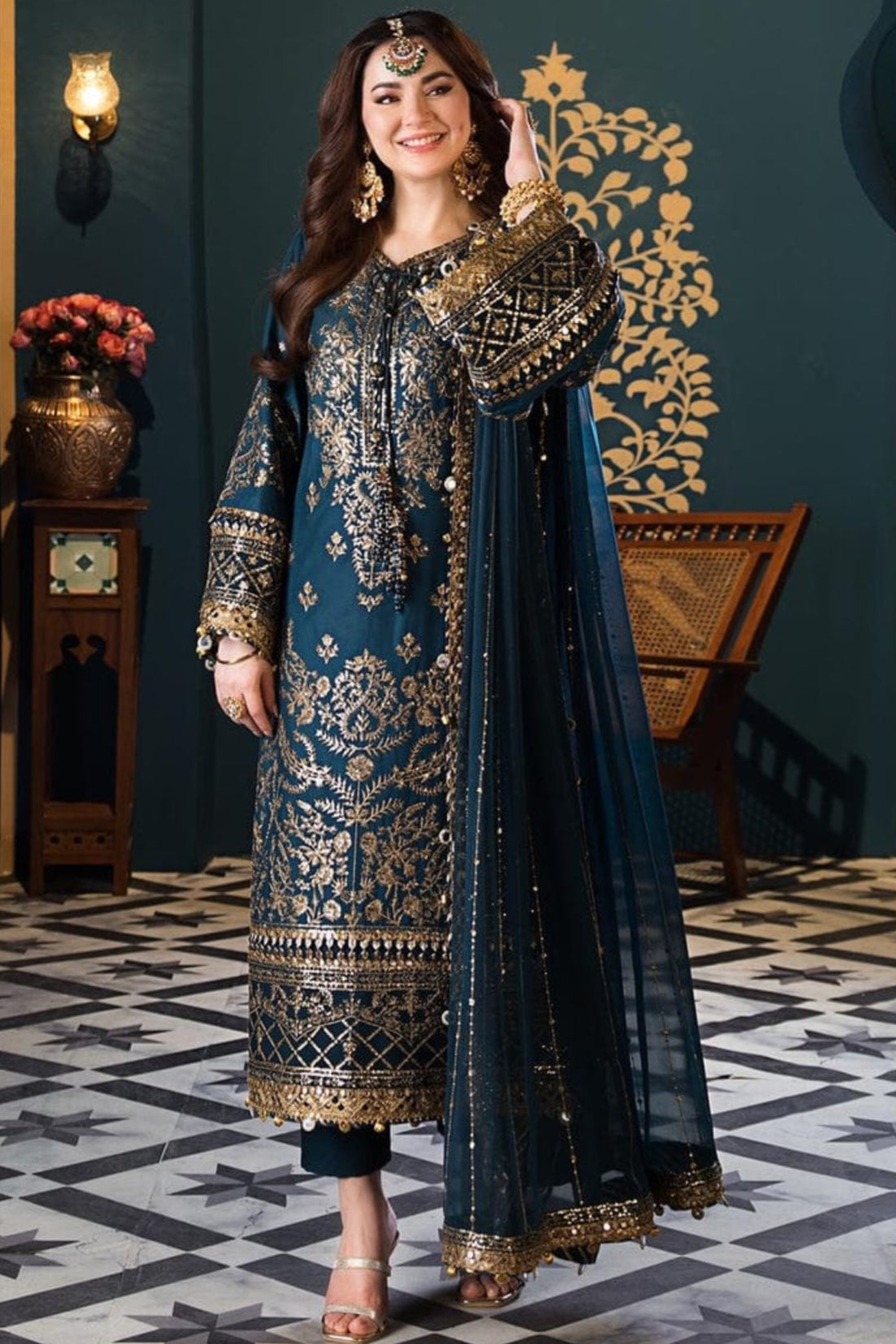 Embroidered Chiffon 3 Piece Unstitched Suit AJ-Party Wear