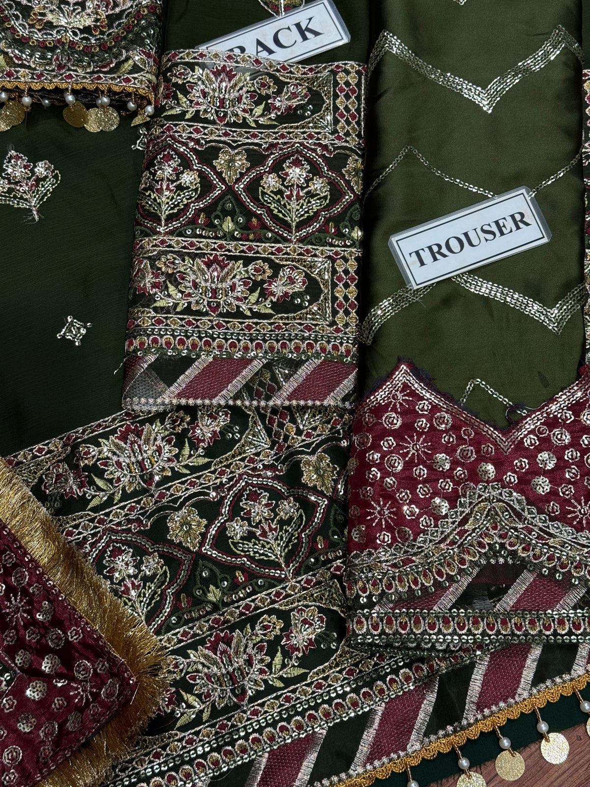Green Chiffon Embroidered 3 Piece Unstitched Suit - Party Wear