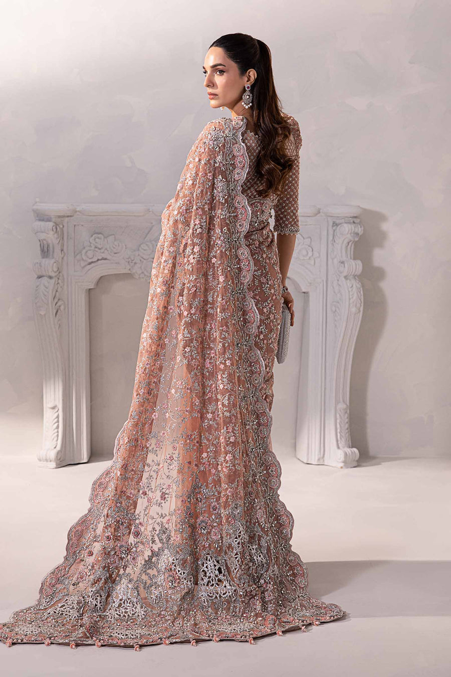 Luxury Embroidered Unstitched Soft Net Saree - Party Wear