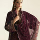 Mehroon Velvet Embroidered Unstitched 3 Piece Suit EAV