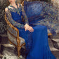 Luxury Blue Chiffon Embroidered Unstitched Saree -Party Wear