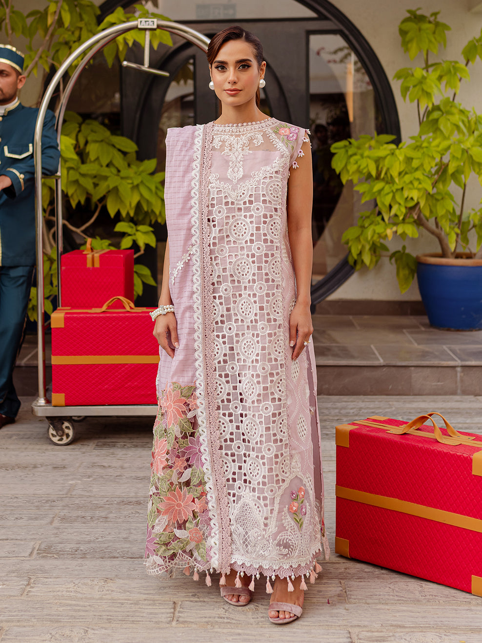 Pink Chicken Embroidered Lawn 3 Piece Unstitched Dress