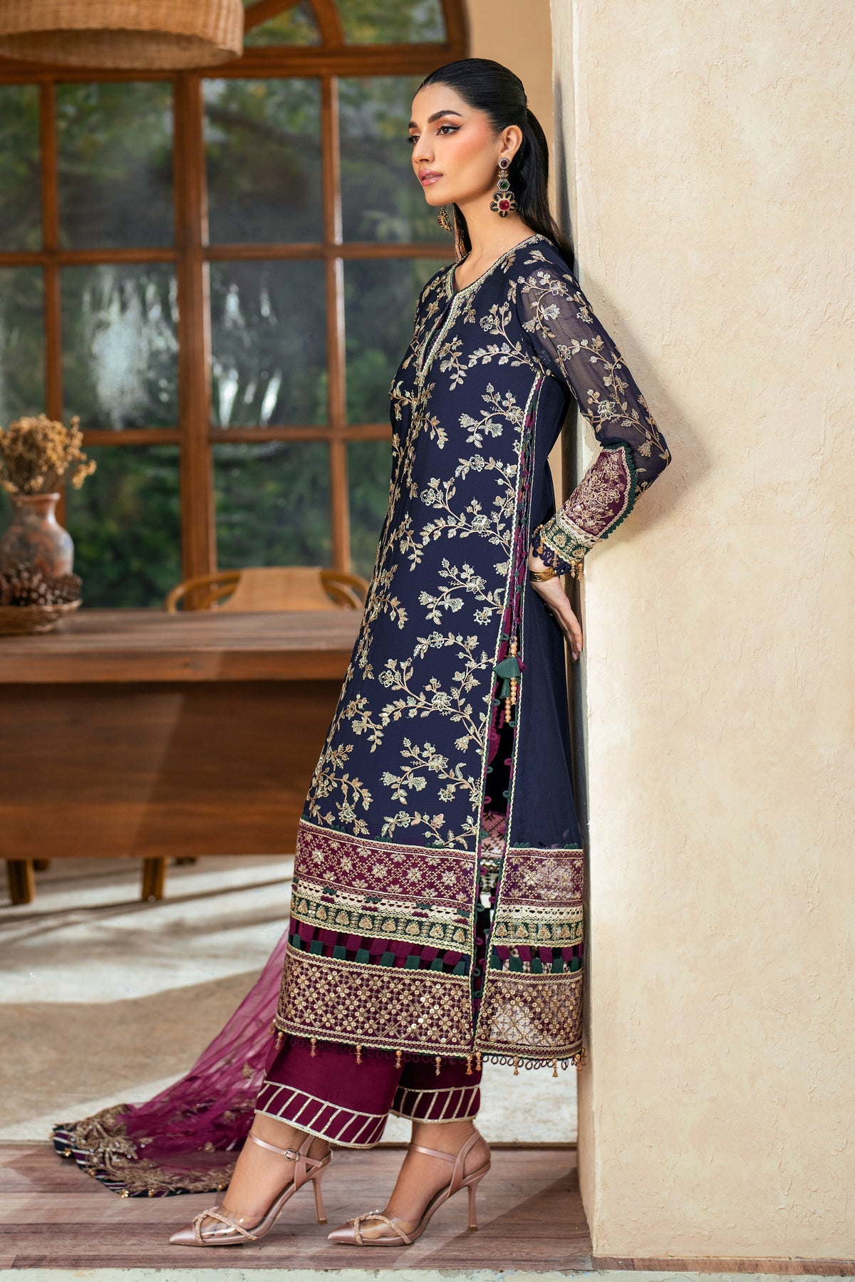 Luxury Chiffon Embroidered Dress 3 Piece Unstitched