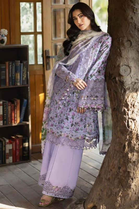 Lawn Embroidered 3 Piece Unstitched Dress- WM