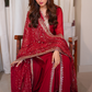 Red Embroidered Chiffon Wedding Dress