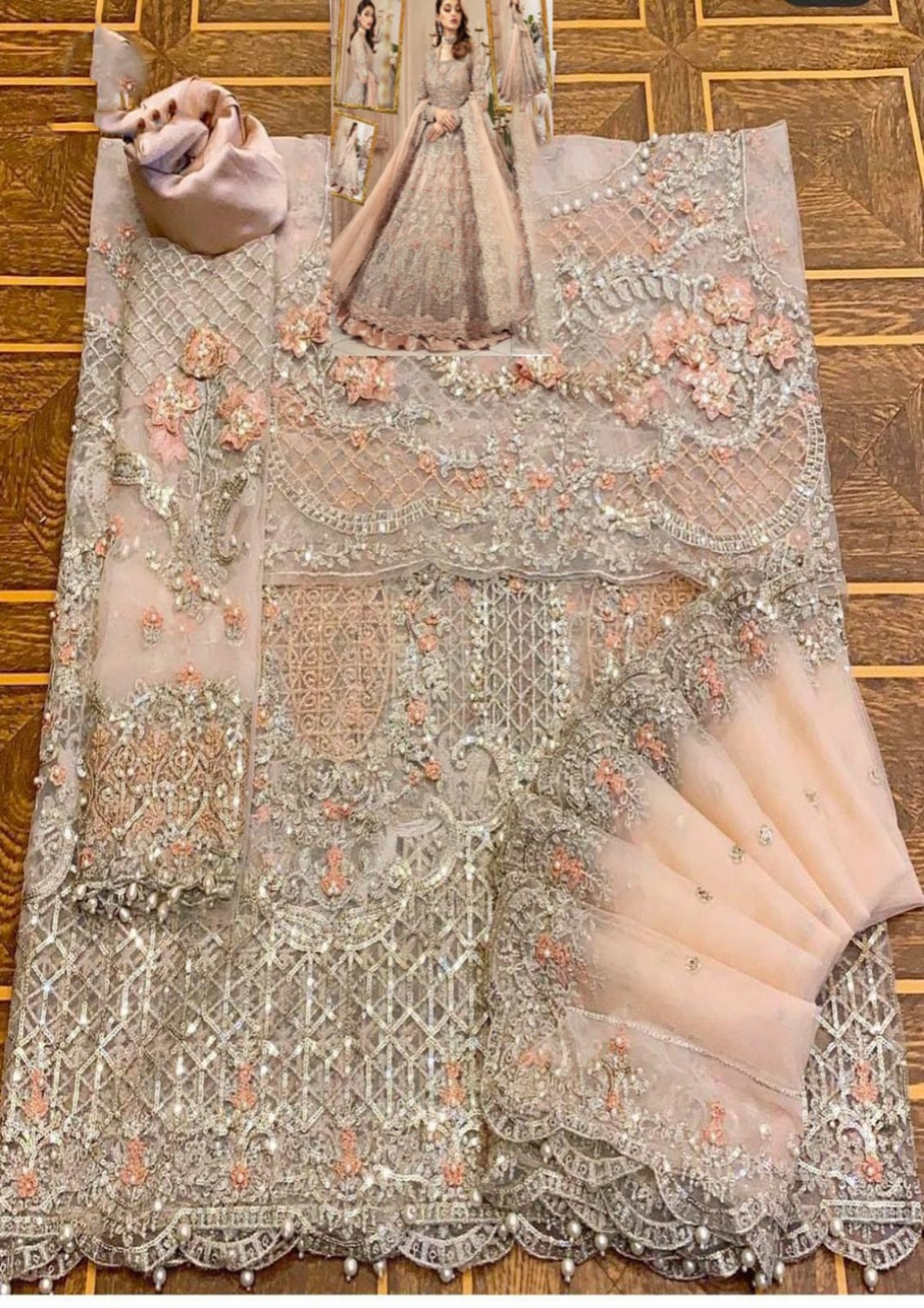 Luxury Net Maxi Embroidered 3 Piece Unstitched