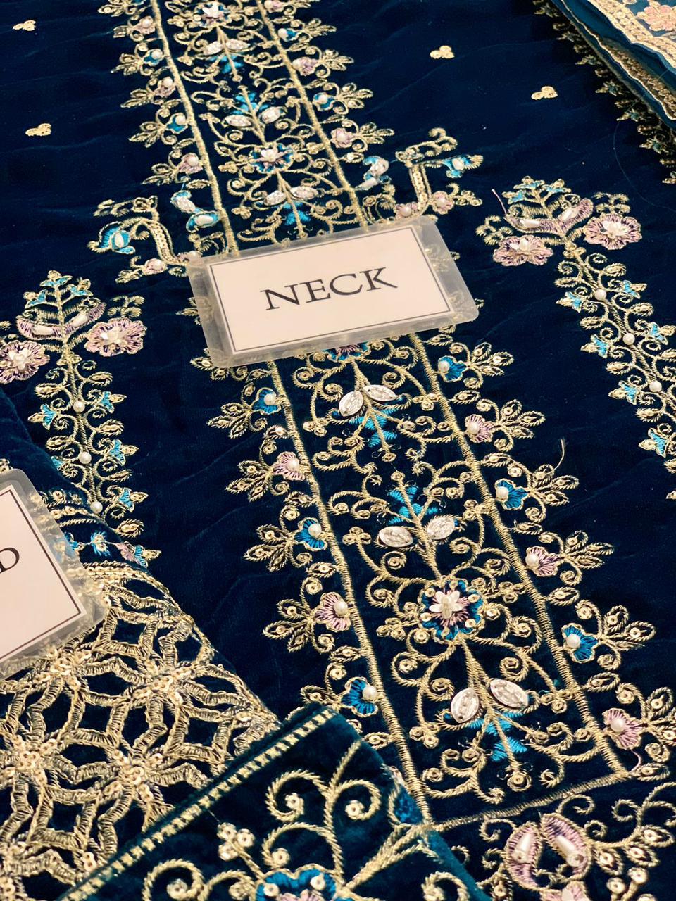 Velvet Embroidered Unstitched 3 Piece Suit EAV-MEHER-24 - Party Wear