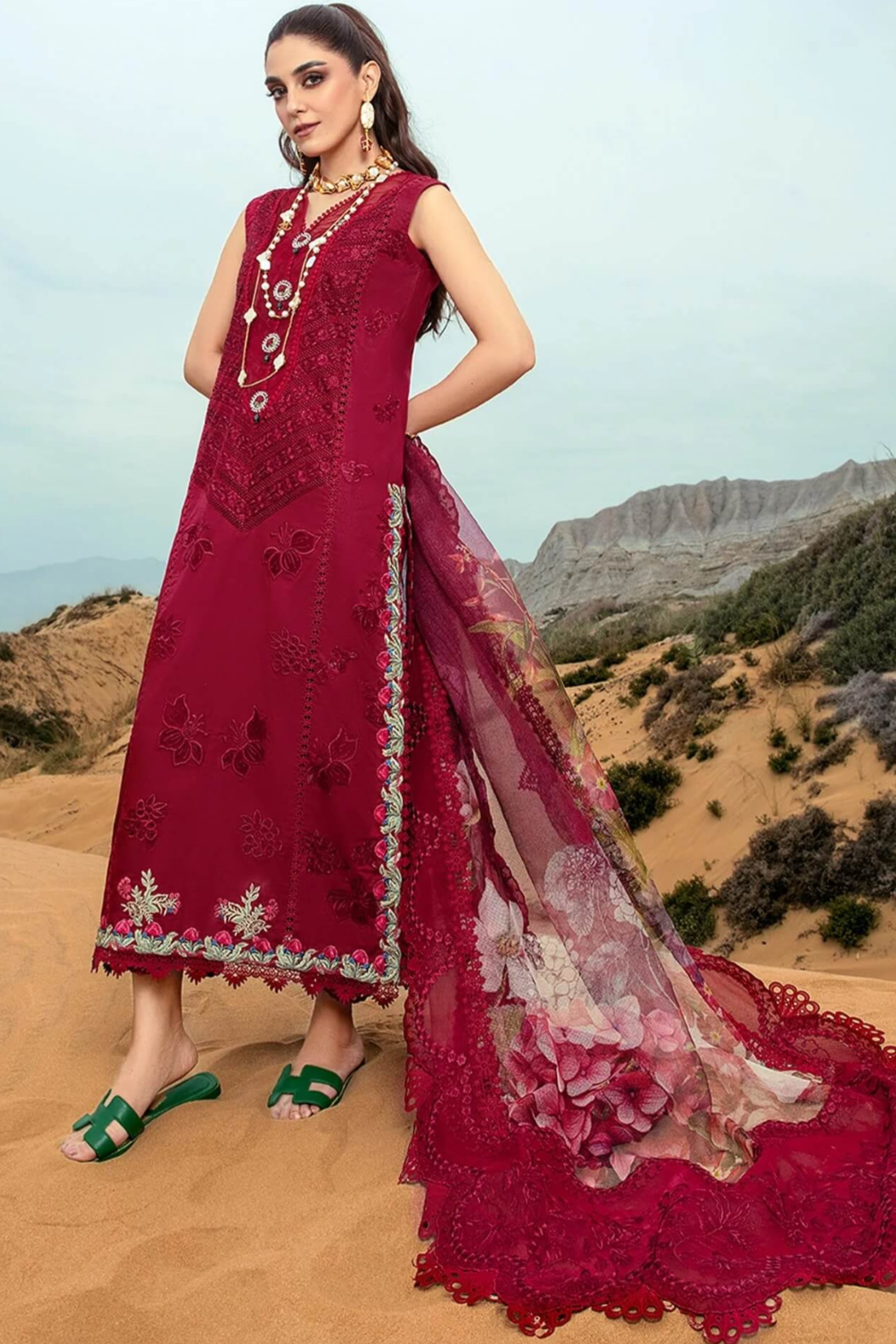 Luxury Chicken Kari Embroidered Lawn Dress 3 piece Unstitched