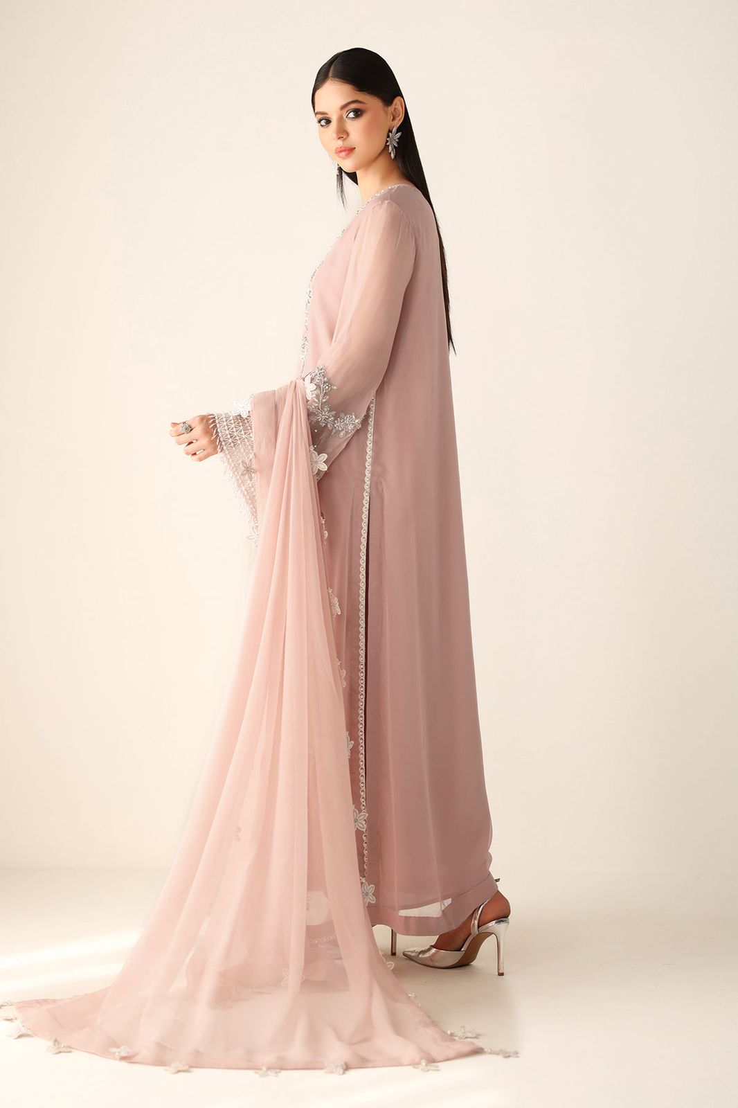 Chiffon Embroidered 3 Piece Unstitched Suit - Party Wear