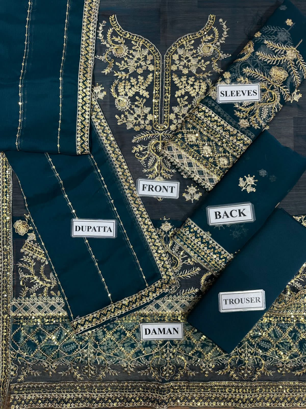 Embroidered Chiffon 3 Piece Unstitched Suit AJ-Party Wear