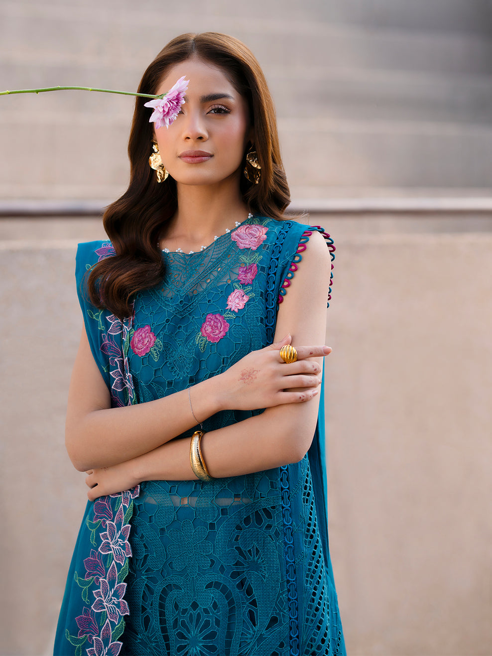 Chicken Embroidered Lawn 3 Piece Unstitched Dress