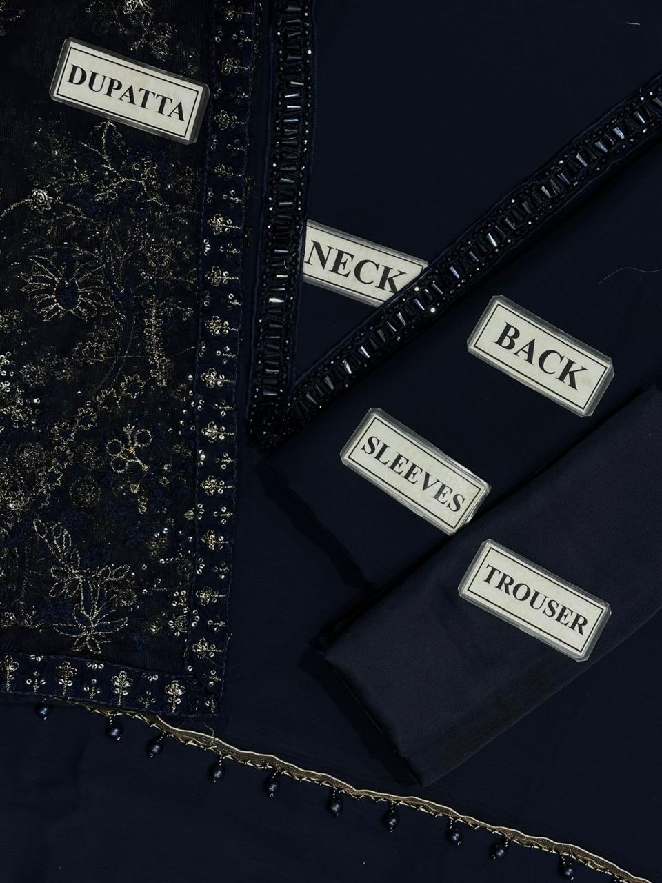 Chiffon 3 Piece Embroidered Unstitched Dress