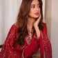 Red Embroidered Chiffon Wedding Dress