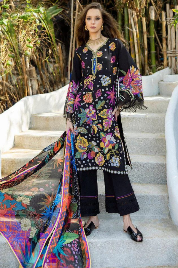 Black Chicken Kari Lawn 3 Piece Unstitched Suit -Amarin - Summer Collection