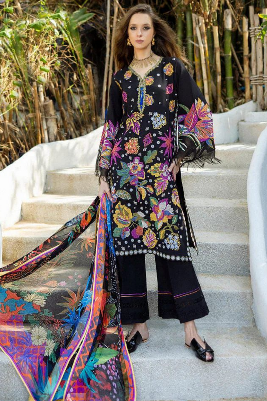 Black Chicken Kari Lawn 3 Piece Unstitched Suit -Amarin - Summer Collection