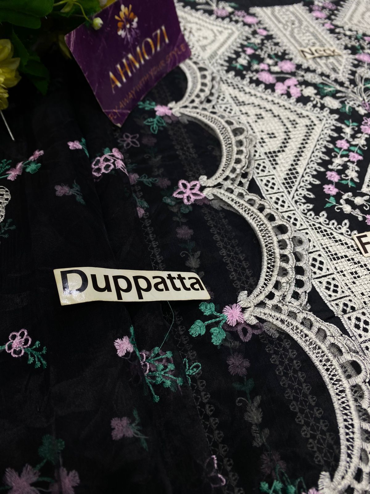 Black Luxury Embroidered Lawn 3 piece Unstitched Dress