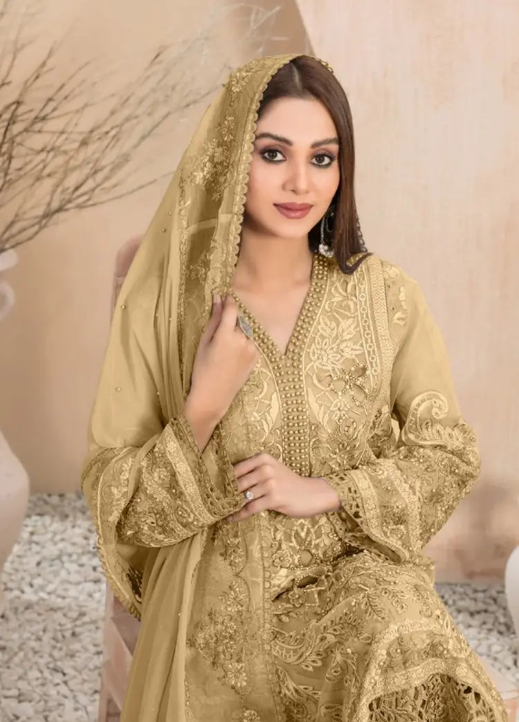 ORGANZA 3 Piece Unstitched Dress - Party Wear