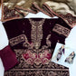 Maroon Luxury Velvet Dress Embroidered 3 Piece Unstitched