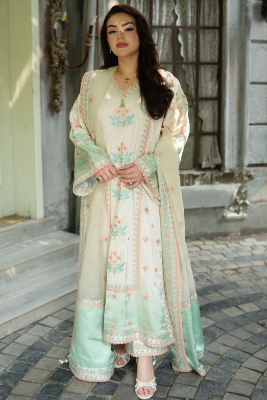 Embroidered Charmeuse Silk 3 Piece Unstitched Suit ACL-FC-37 - Party Wear