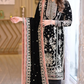 Black Luxury Velvet Suit 3 Piece Unstitched - ANL