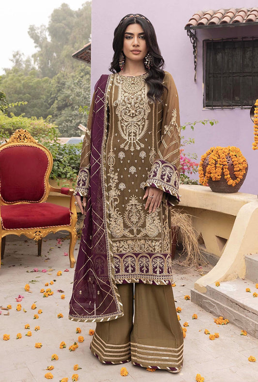 Embroidered Chiffon 3 Piece Unstitched Suit AL-Party Wear