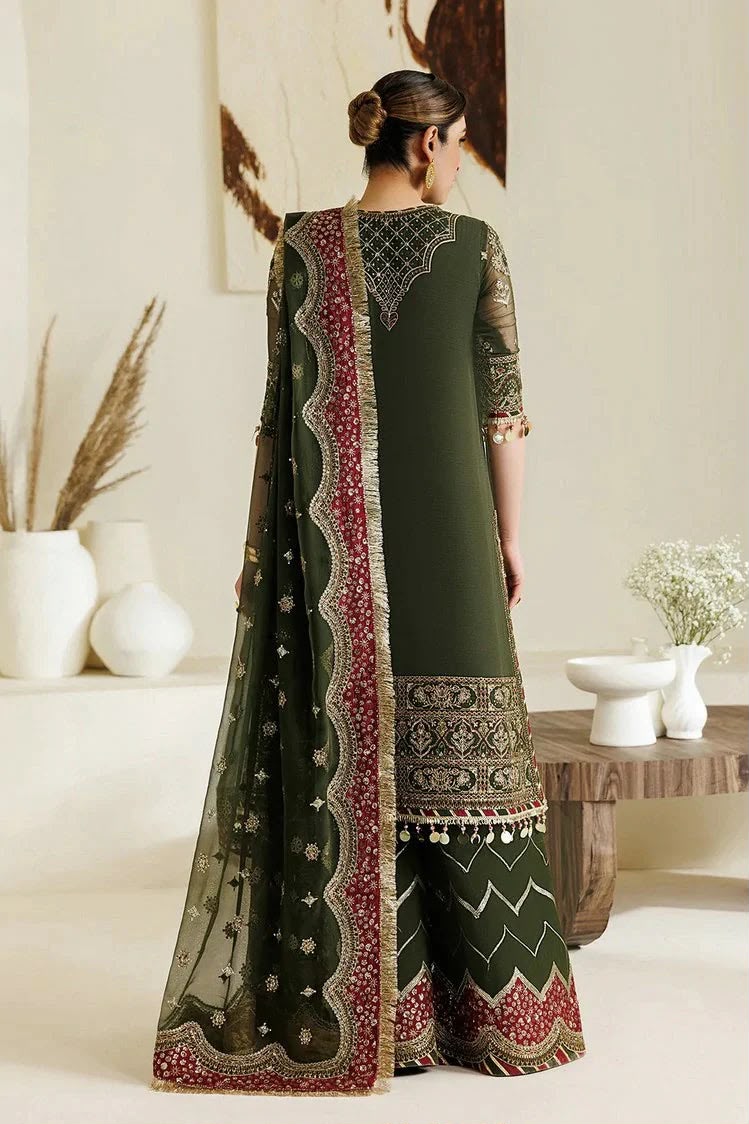 Green Chiffon Embroidered 3 Piece Unstitched Suit - Party Wear