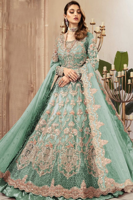 Luxury Net Maxi Embroidered 3 Piece Unstitched