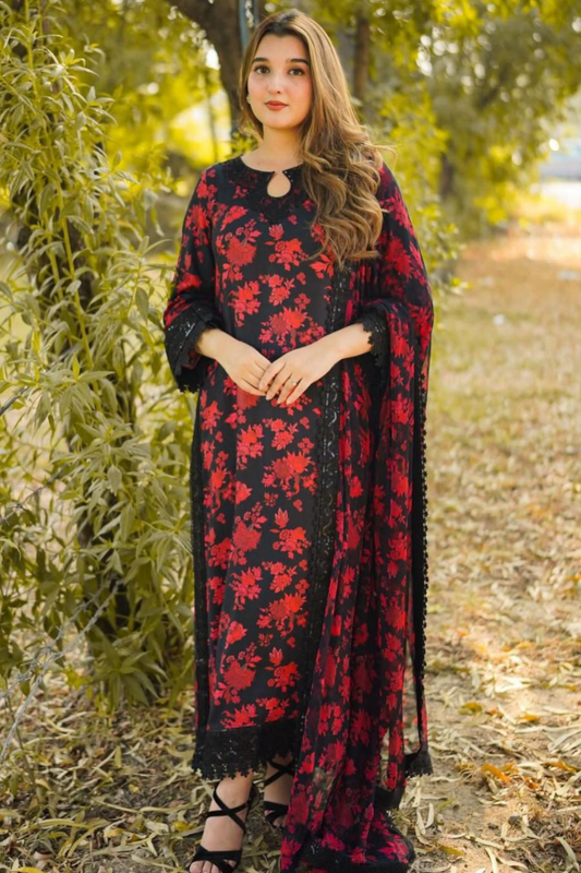 Embroidered Lawn 3 Piece Unstitched Suit