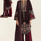 Mehroon Velvet Embroidered Unstitched 3 Piece Suit EAV