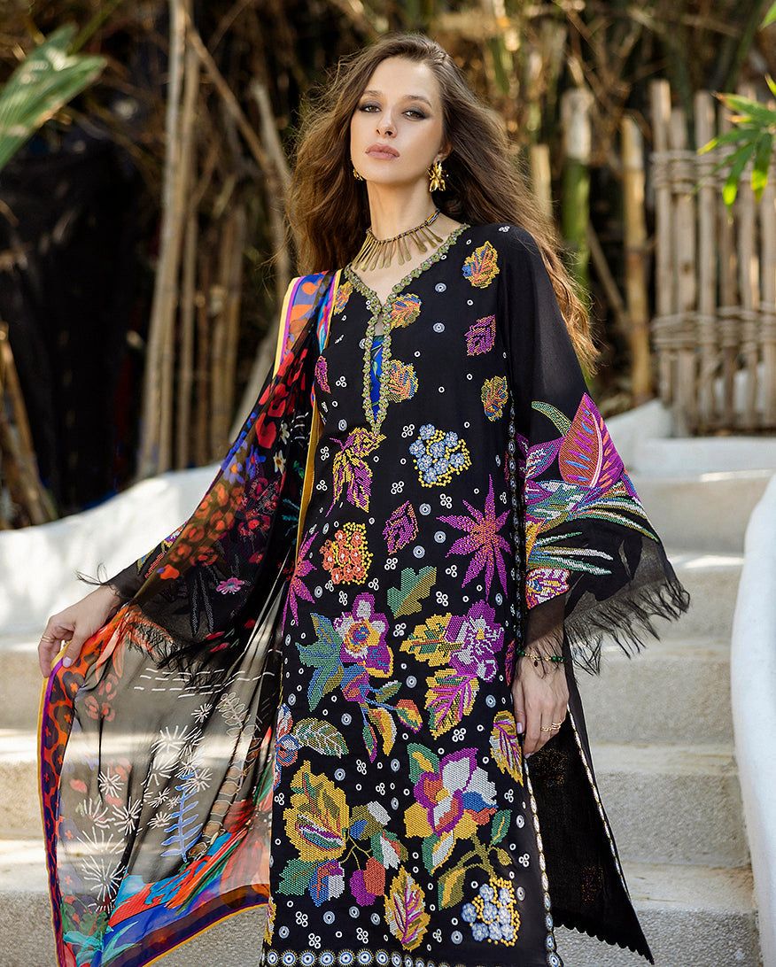 Black Chicken Kari Lawn 3 Piece Unstitched Suit -Amarin - Summer Collection