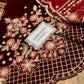 Mehroon Velvet Embroidered Unstitched 3 Piece Suit EAV
